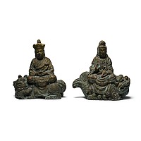 Chinese Bronze Guardian Figures
