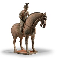 Chinese Tang White Terracotta Horse and Rider
