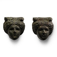 Roman Bronze Female Head Mount Pair