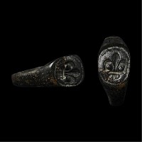 Medieval Bronze Ring with Fleur-de-Lys