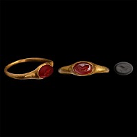 Roman Gold Ring with Dolphin Gemstone