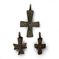 Byzantine Bronze Cross Pendant Group