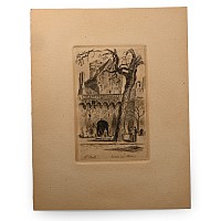 Etching of St Malo Entree du Chateau