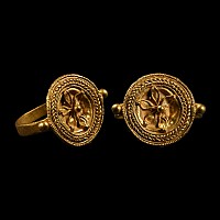 Greek Gold Ring with Rosette and Filigree