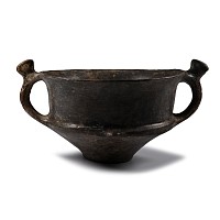 Villanovan Terracotta Impasto Kylix with Zoomorphic Finials