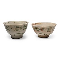 Hoi An Cargo Shipwreck Glazed Polychrome Bowl Pair