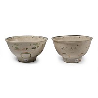 Hoi An Cargo Shipwreck Glazed Polychrome Bowl Pair