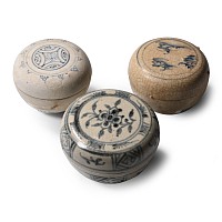 Hoi An Cargo Shipwreck Glazed Blue and White Lidded Box Collection