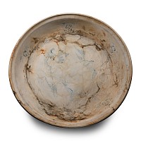 Massive Hoi An Cargo Shipwreck Glazed Blue and White Plate with Landscapes