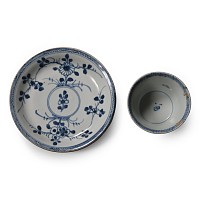 Ca Mau Cargo Shipwreck Glazed Blue and White Tea Cup and Saucer