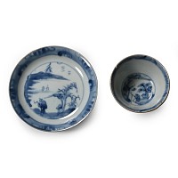 Ca Mau Cargo Shipwreck Glazed Blue and White Tea Cup and Saucer