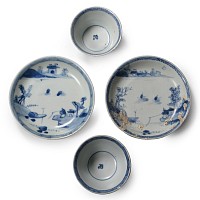 Ca Mau Cargo Shipwreck Glazed Blue and White Tea Cups and Saucers