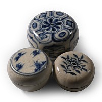 Hoi An Cargo Shipwreck Glazed Blue and White Lidded Box Collection