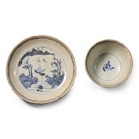 Ca Mau Cargo Shipwreck Glazed Blue and White Tea Cup and Saucer with Fisherman Scene