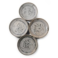 Tek Sing Treasure Shipwreck Glazed Grey and White Plate Set