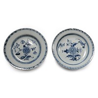 Tek Sing Treasure Shipwreck Glazed Blue and White Plate Pair with Flowers