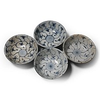 Tek Sing Treasure Shipwreck Glazed Dark Blue and White Rice Bowl Set