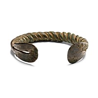 Viking Age Bronze Twisted Triple-Bar Bracelet with Looped Terminals