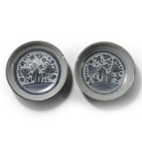 Tek Sing Treasure Shipwreck Glazed Blue and White Plate Pair
