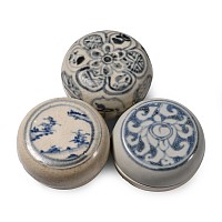Hoi An Cargo Shipwreck Glazed Blue and White Lidded Box Collection