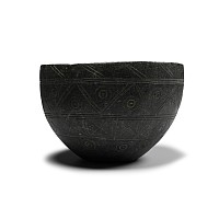 Western Asiatic Decorated Black Stone Bowl