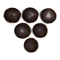Cut and Polished Felt Backed Agate Coaster Set [6]