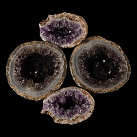 Cut and Polished Agate Crystal Geode Pair Group [4]