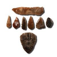 Stone Age Knapped Arrowhead and Tool Group