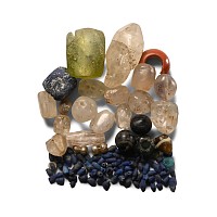 Roman Rock Crystal, Glass and Lapis Lazuli Bead Group