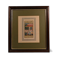 Framed Illuminated Water Colour Painting with Harem Scene