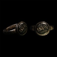 Medieval Bronze Ring with Cross Motif