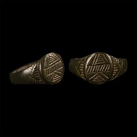 Medieval Bronze Ring with Geometric Motif