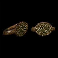 Medieval Bronze Ring with Ring-and-Dot Motifs