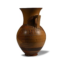 Large Greek Geometric Terracotta Oinochoe with Swastikas