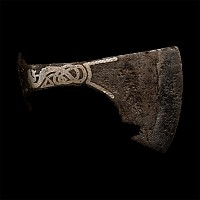 Viking Battle Axe Head with Silver Inlays