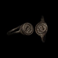 Roman Bronze Ring with Wolf