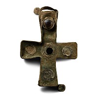 Byzantine Bronze Reliquary Cross Pendant