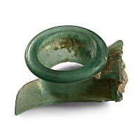 Large Roman Green Glass Square Bottle Top