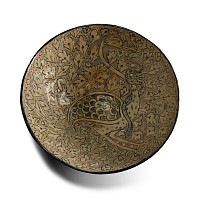 Western Asiatic Ceramic Bowl Depicting a Bird with Inscription