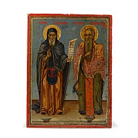 Greek Icon with Saint Anthony the Abbot and Saint Charalambos