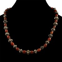 Post Medieval Silver and Glass Bead Necklace
