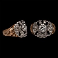 Scottish Masonic 32nd Degree Gold and Platinum Ring with 1 Carat Diamond