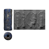 Mesopotamian Cylinder Seal with Seated Deity