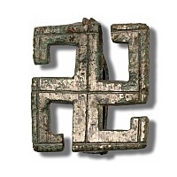 Roman Tinned Bronze Fylfot Brooch