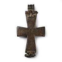 Byzantine Bronze Reliquary Cross Pendant