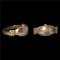 Tudor Period Silver-Gilt Clasped Hands Ring