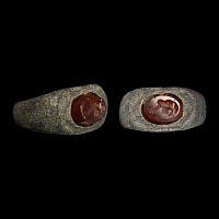 Roman Bronze Ring with Bird Gemstone