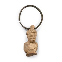 Roman Bone African Male Bust on Silver Hoop