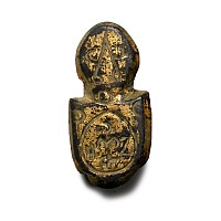 Byzantine Gilt Bronze Mount with Inscription