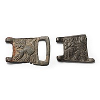 Byzantine Bronze Belt Plate Group with Lions